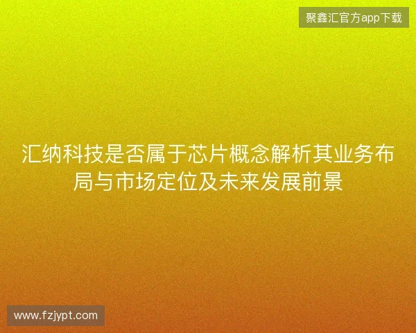 汇纳科技是否属于芯片概念解析其业务布局与市场定位及未来发展前景